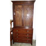 George III mahogany secretaire chest with a fitted drawer, 3 graduated long drawers, and a later