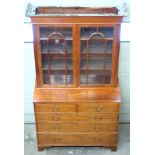 George III inlaid mahogany chest with 2 short drawers, 3 graduated long drawers, on bracket feet,