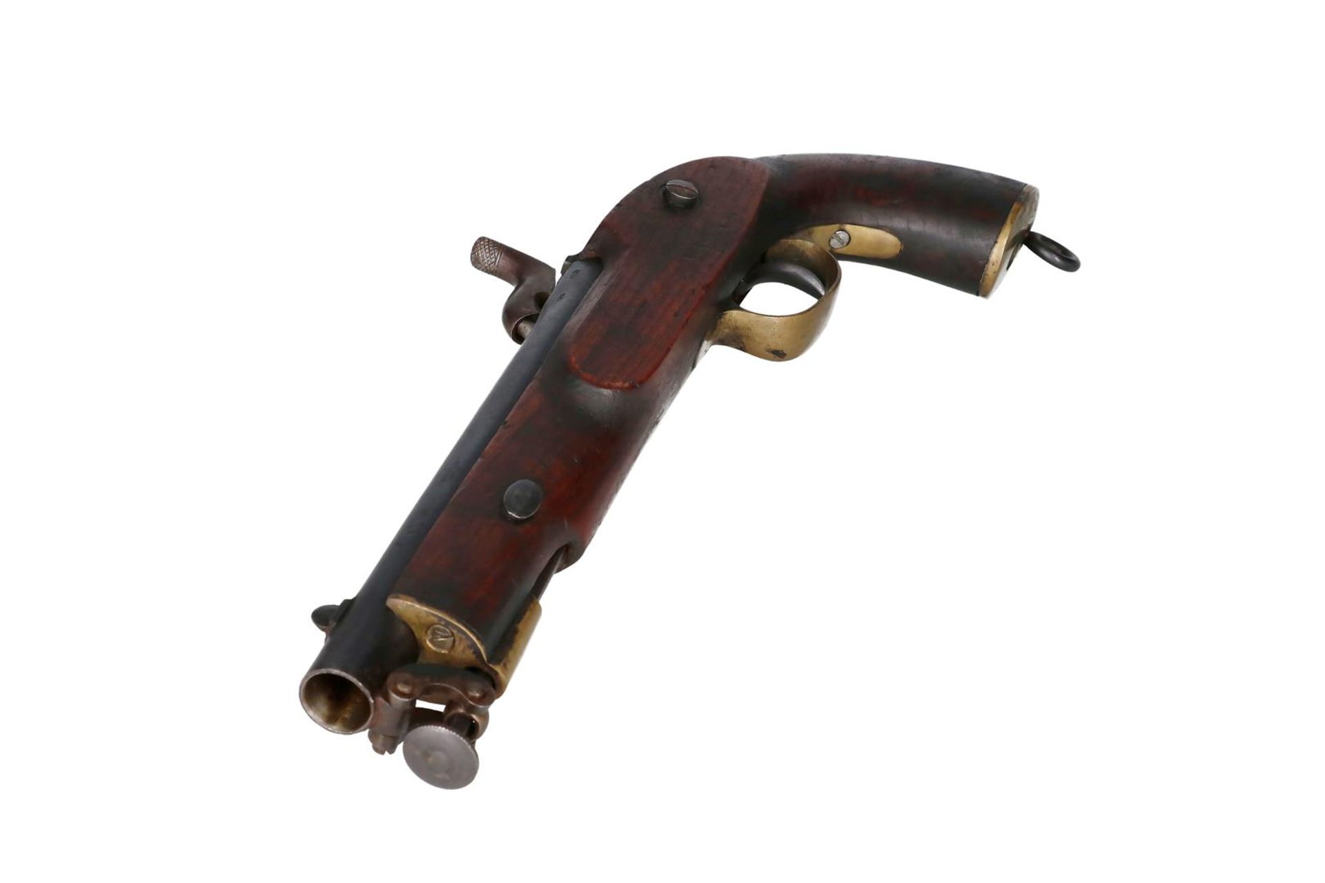 A military percussion pistol, naval or coast guard. Sidelock marked with Birmingham, crown, and - Image 6 of 7