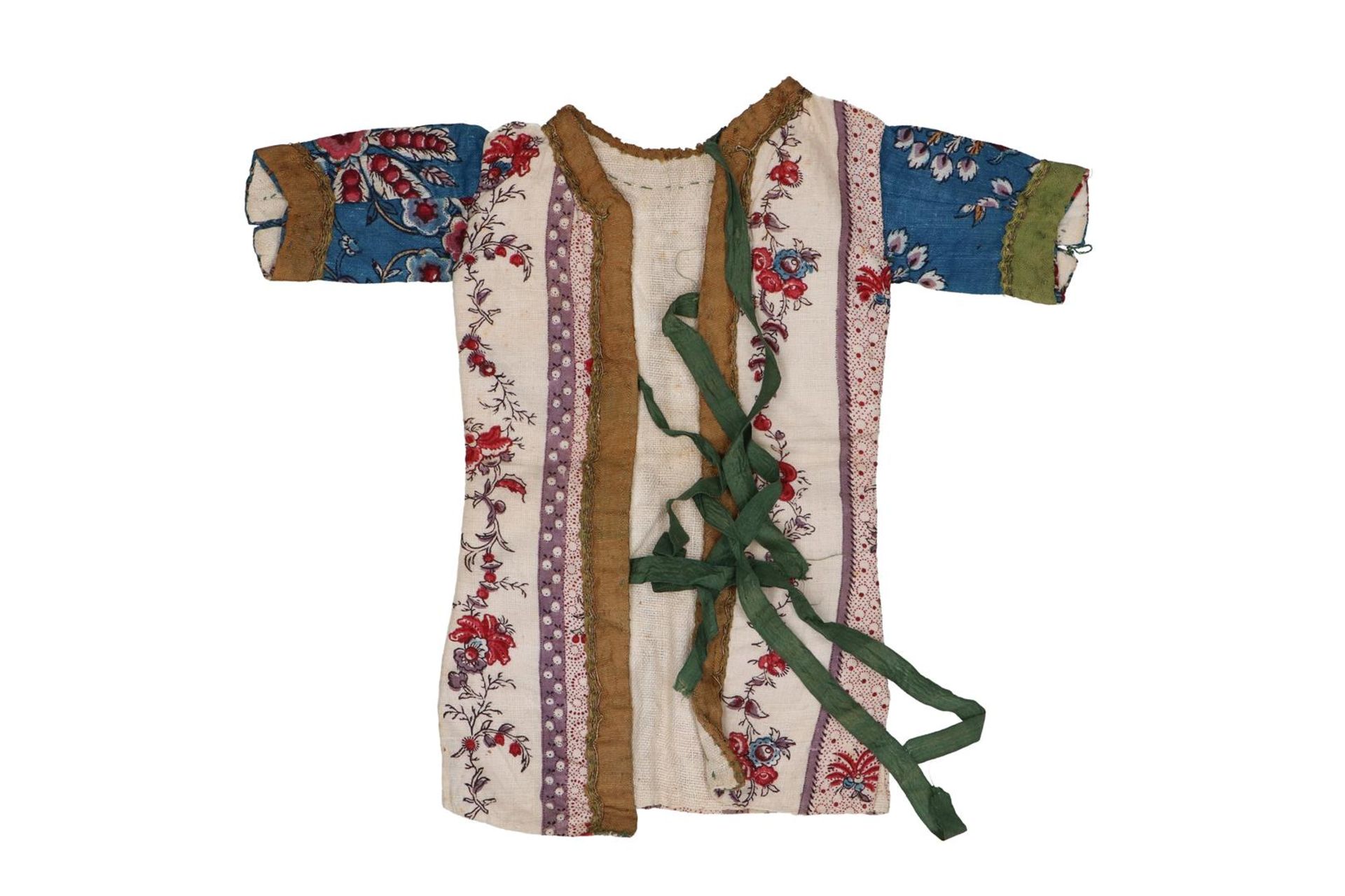 A set of Chintz, woodblock printed baby clothes consisting of a jacket and two hats. The - Image 2 of 4