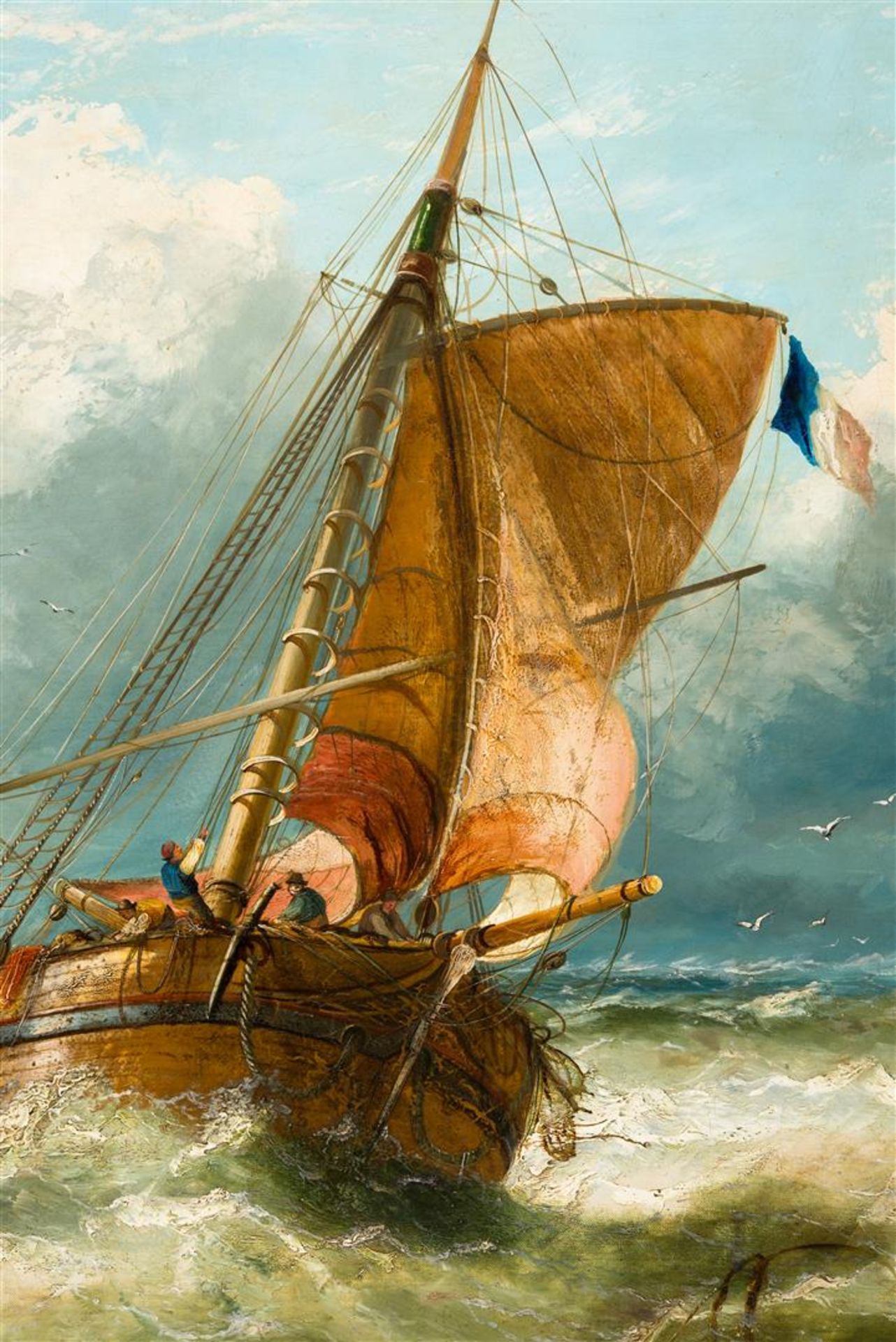 'Ships at sea', indistinctly signed and dated '68 lower left, canvas. H. 90 cm. W. 153 cm. Condition - Bild 5 aus 7