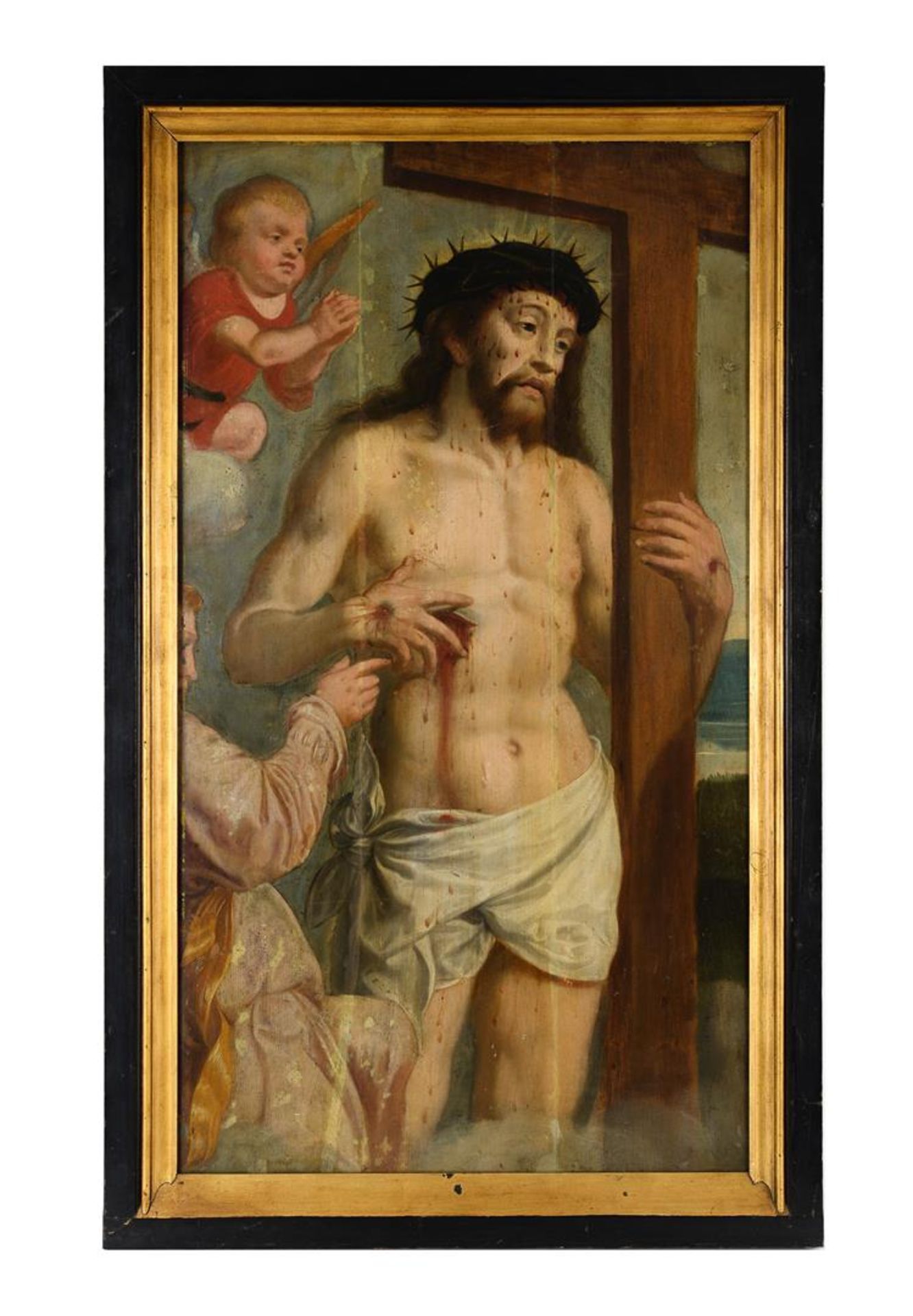 Flemish School (17th century) 'The resurrected Christ', unsigned, panel. H. 105 cm. W. 58 cm. - Image 2 of 4