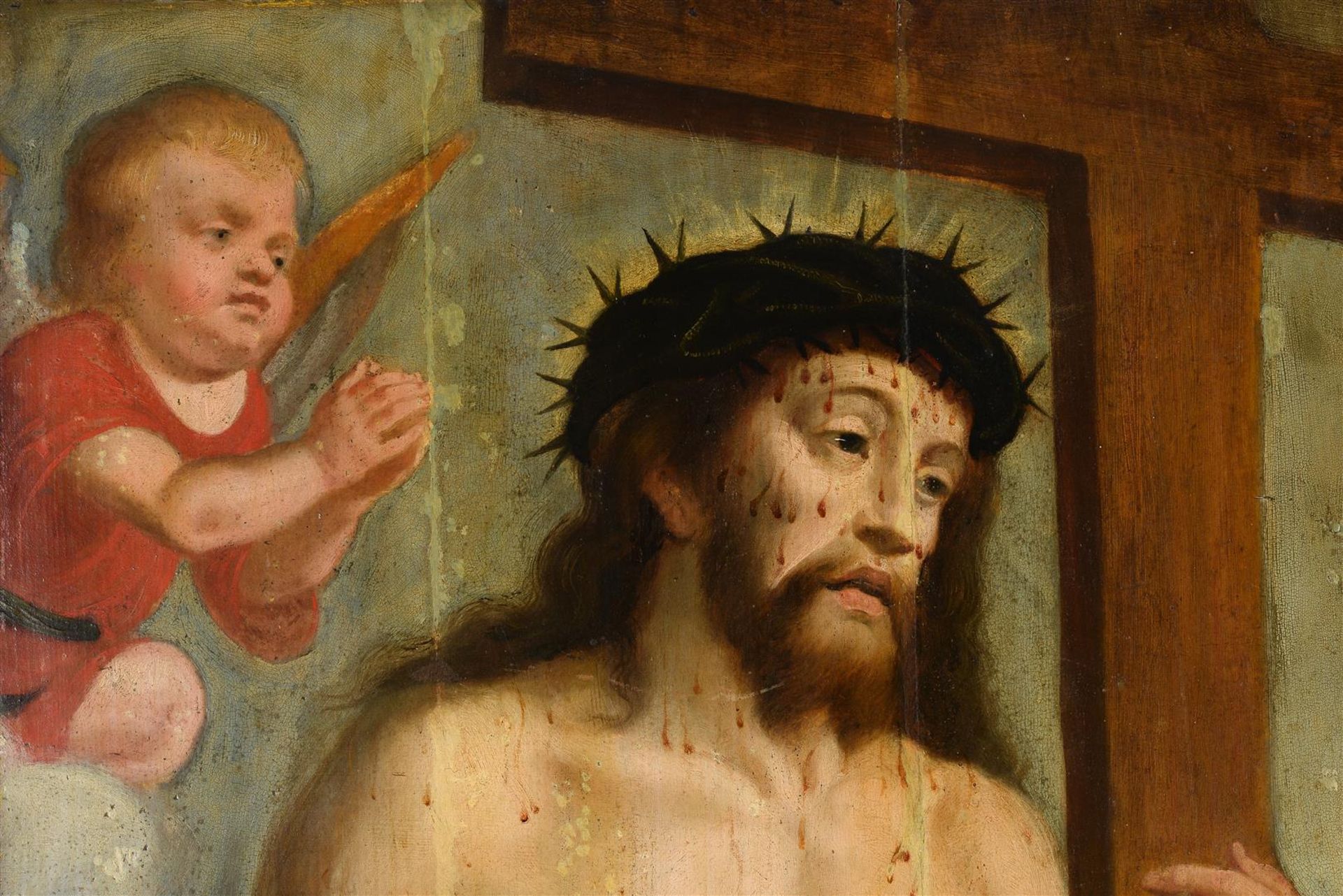 Flemish School (17th century) 'The resurrected Christ', unsigned, panel. H. 105 cm. W. 58 cm. - Image 4 of 4