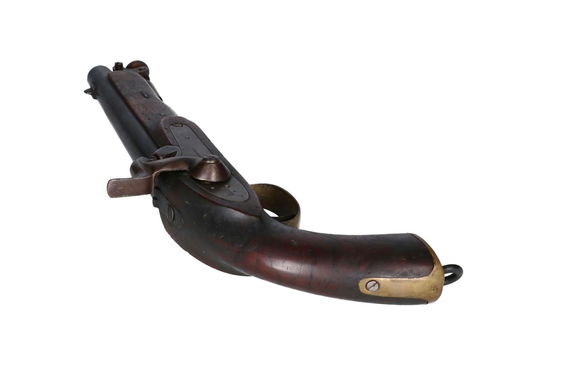 A military percussion pistol, naval or coast guard. Sidelock marked with Birmingham, crown, and - Image 7 of 7