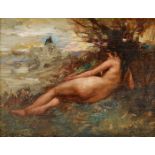 Cornelis Koppenol (1865-1946) 'Lying nude, signed lower right, panel. H. 13.5 cm. W. 18 cm.
