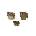 Lot of three nested cup-weights 1) A Nuremberg nested cup-weight, 1/4 pound for Utrecht, 1787.