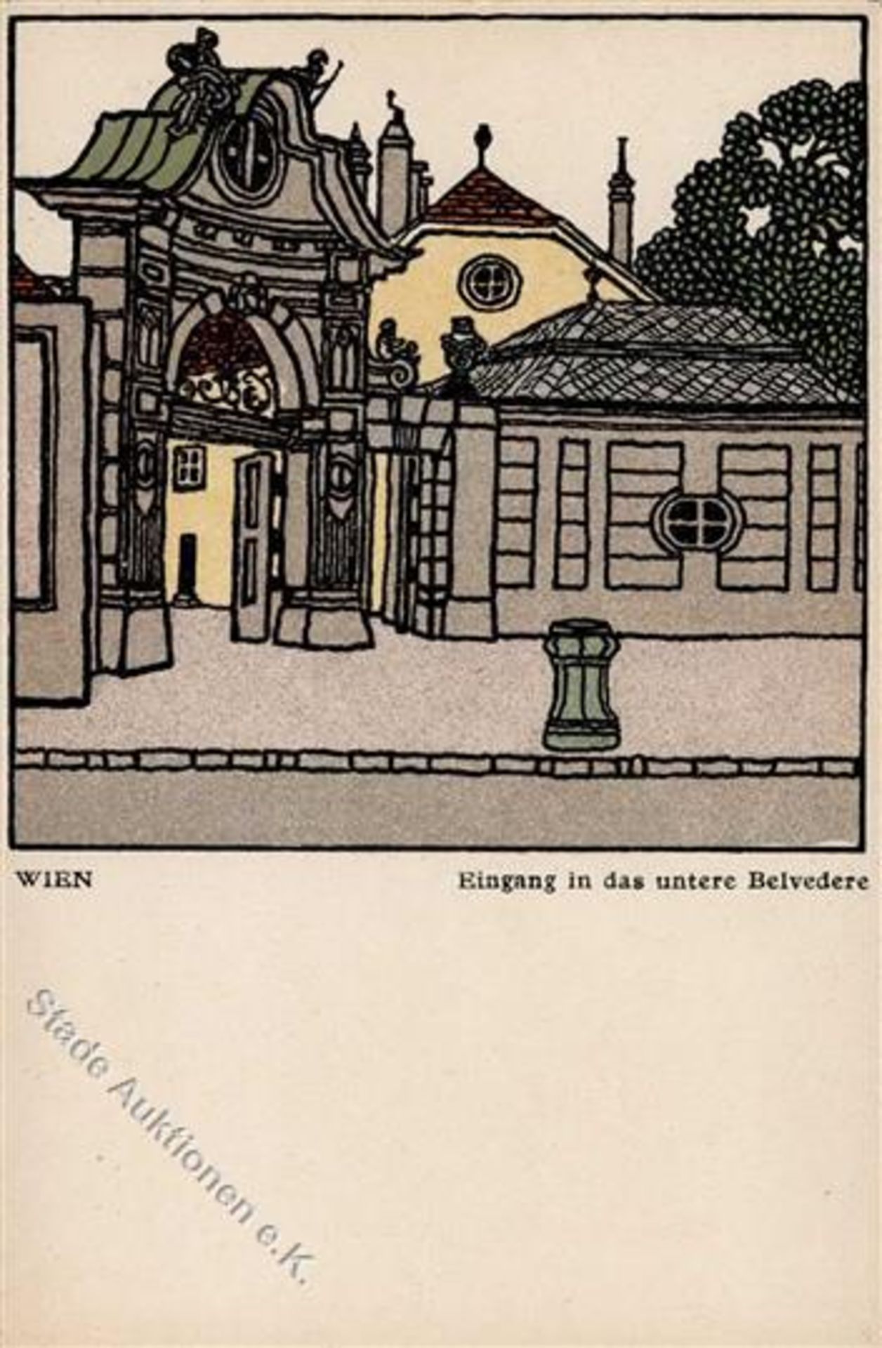 Wiener Werkstätte Nr. 299b Kuhn, Franz o. Schwetz, Karl Wien Eingang in das untere Belvedere I-II