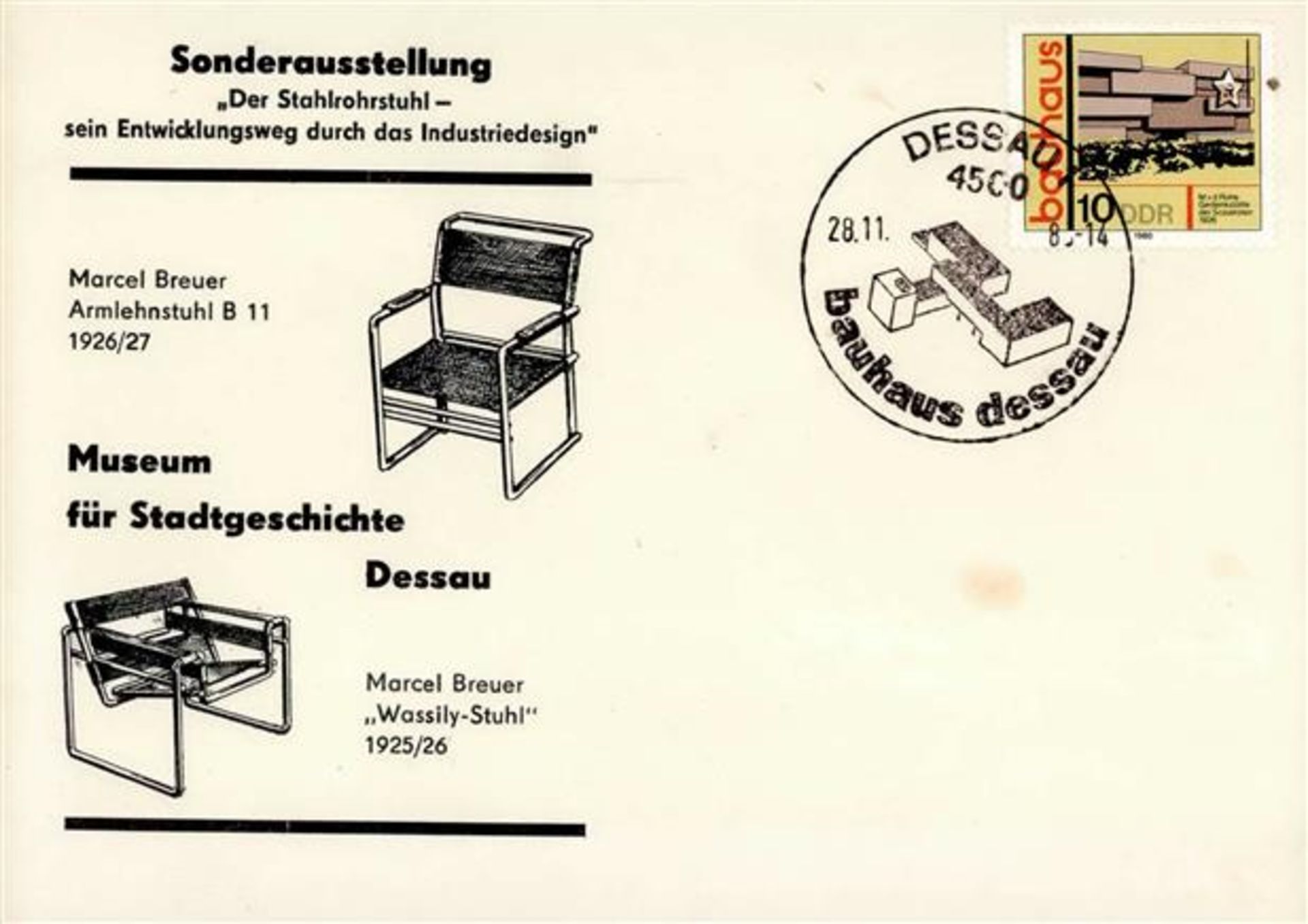 Bauhaus Dessau Briefumschlag mit Sondermarke und Sonderstempel I-II