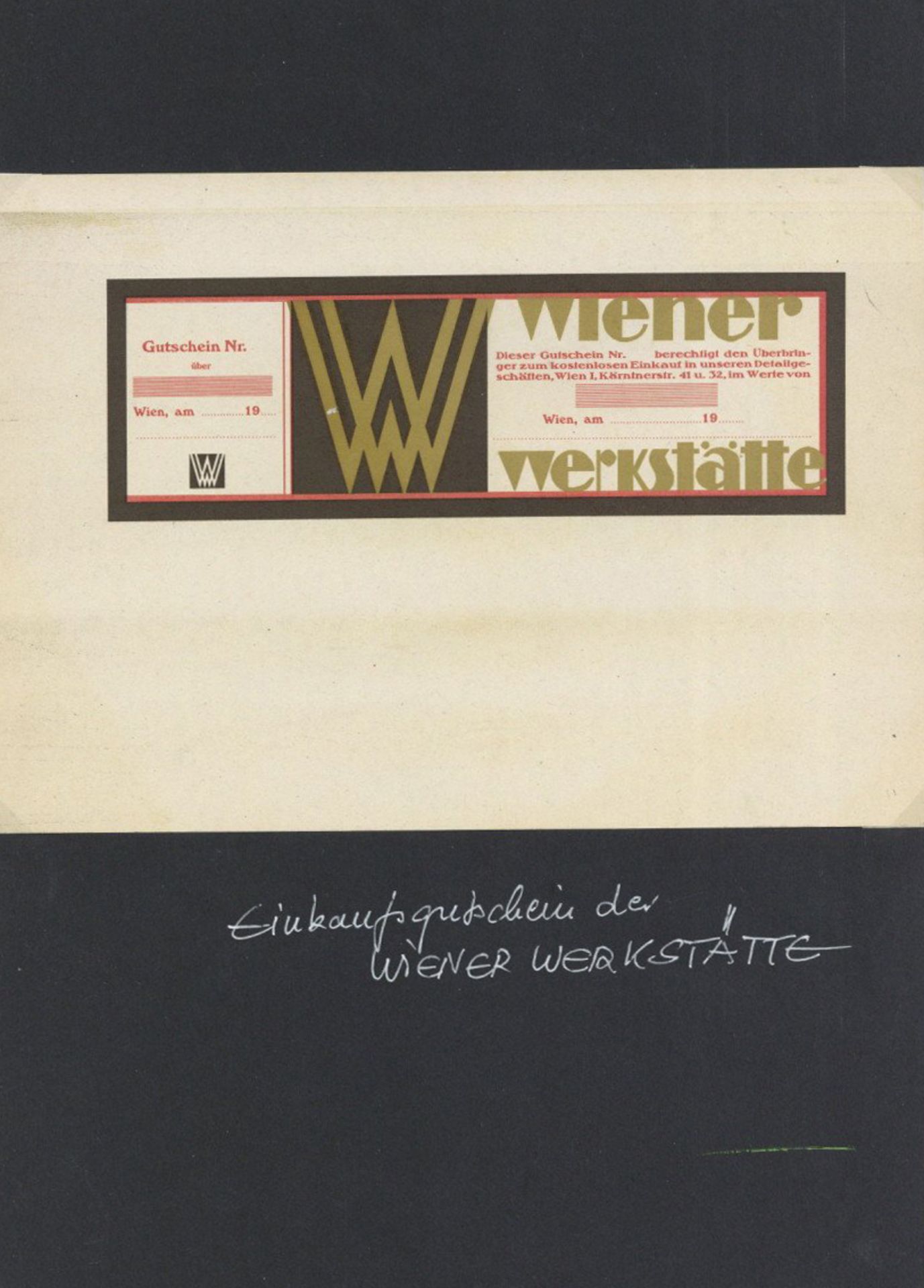 Wiener Werkstätte Einkaufsgutschein I-II (fleckig)