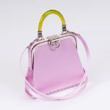 Christian Dior. Satin Bag in Rosa mit Plexiglas-Henkel.