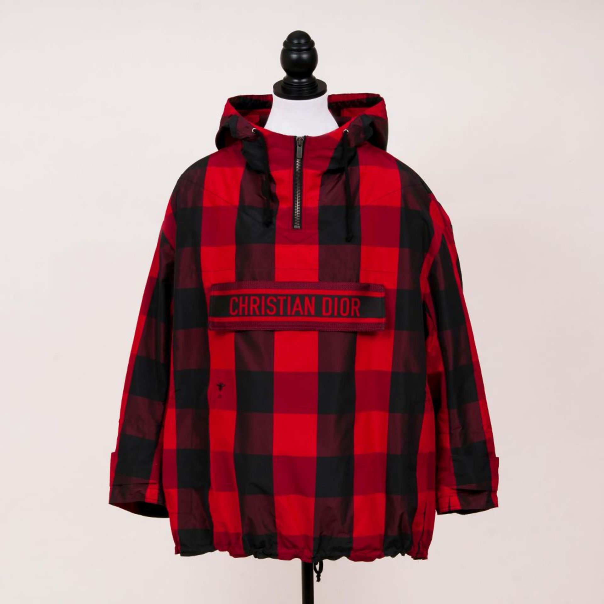 Christian Dior. Oversize Plaid Pattern Hooded Anorak.