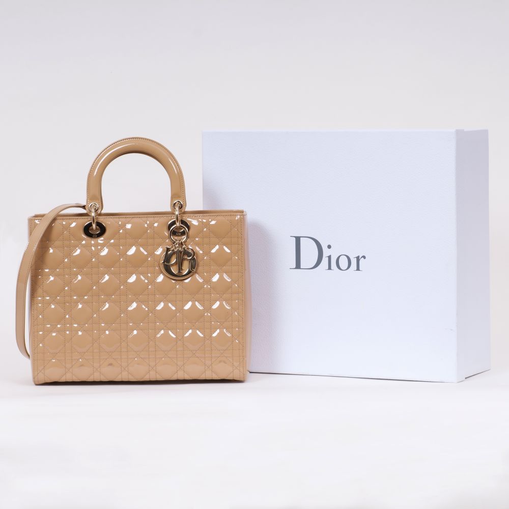 Christian Dior. Lady Dior Bag Beige. - Image 2 of 2