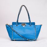 Valentino Garavani. Rockstud Tote Bag Türkisblau.