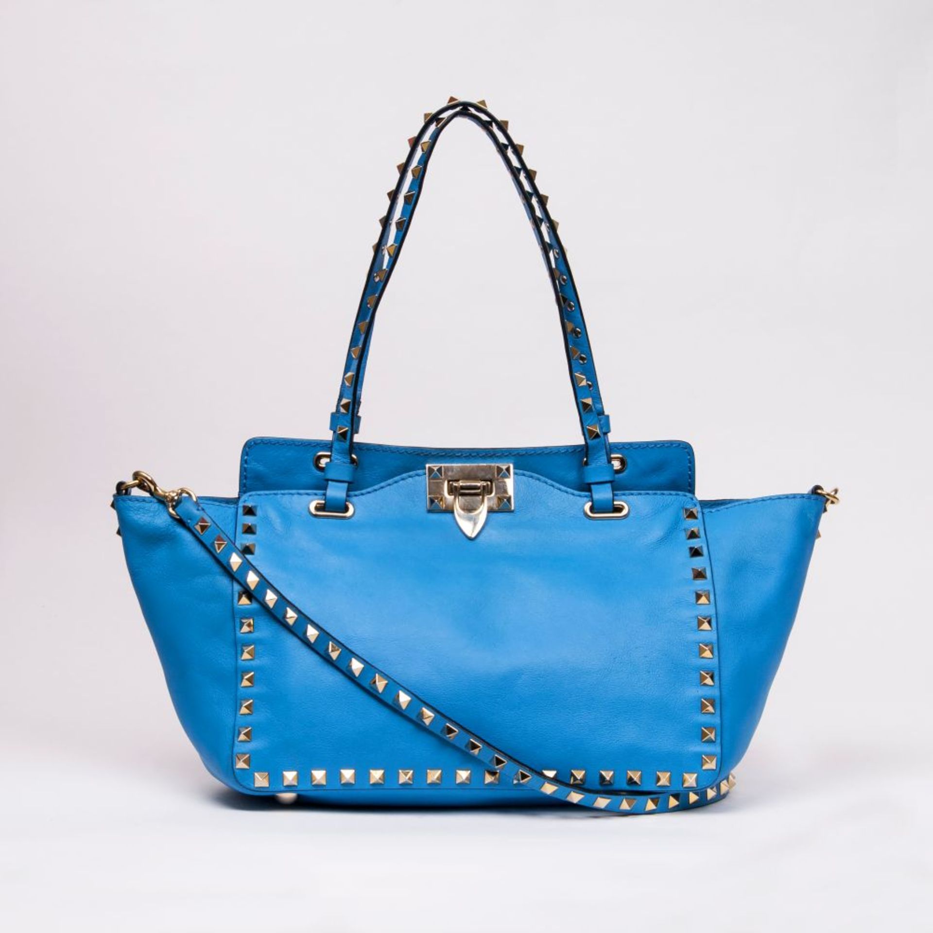 Valentino Garavani. Rockstud Tote Bag Türkisblau.