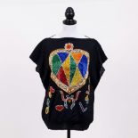 Gianni Versace. Oversize Knit Shirt Heart Broderie 'Love'.