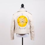 Christian Dior. Leder-Bikerjacke im '5 Swords' Design Ivory.