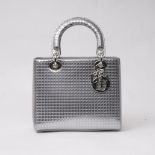 Christian Dior. Lady Dior Bag Silver Perforated.