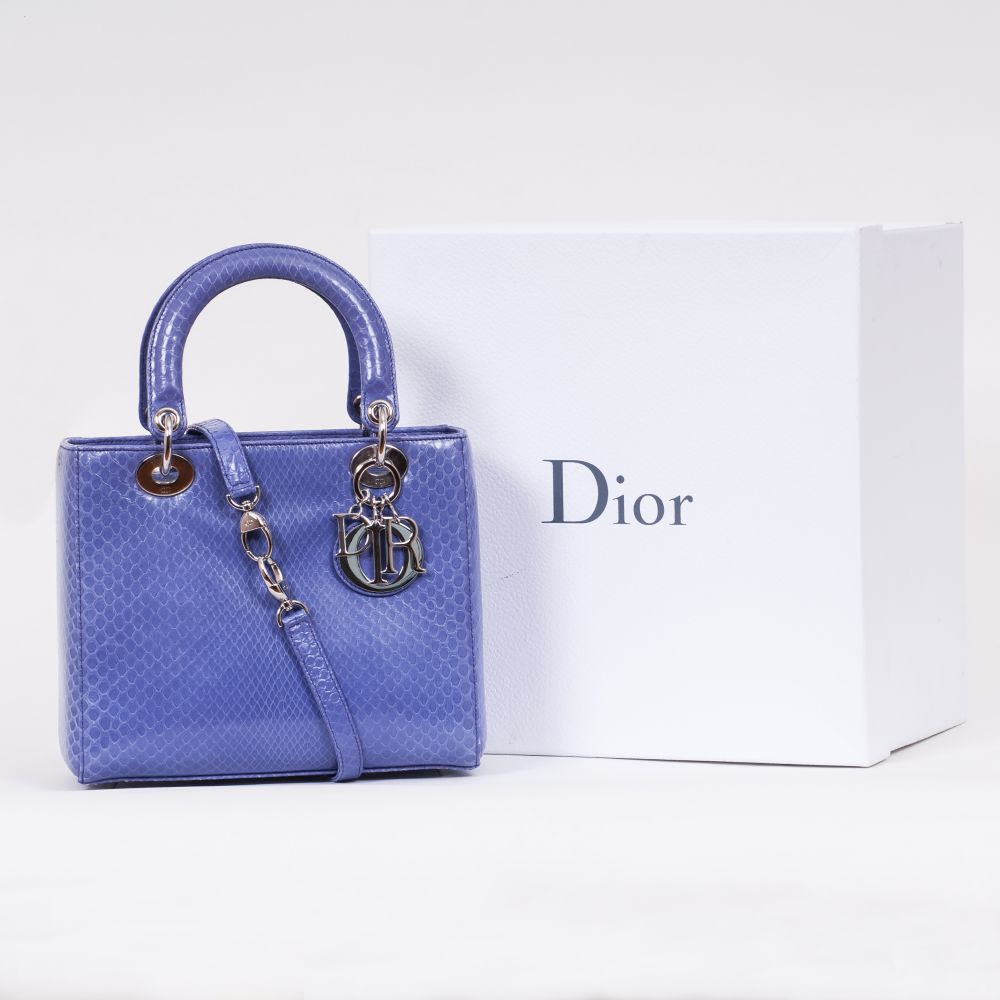 Christian Dior. Lady Dior Bag Python Blue. - Image 2 of 2