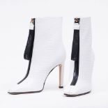 Jimmy Choo. Paar weißer Highheels Booties Macel 100.