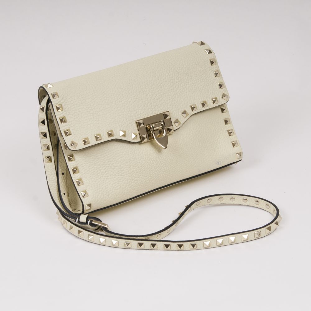 Valentino Garavani. Kleine Crossbody Bag Rockstud Ivory.