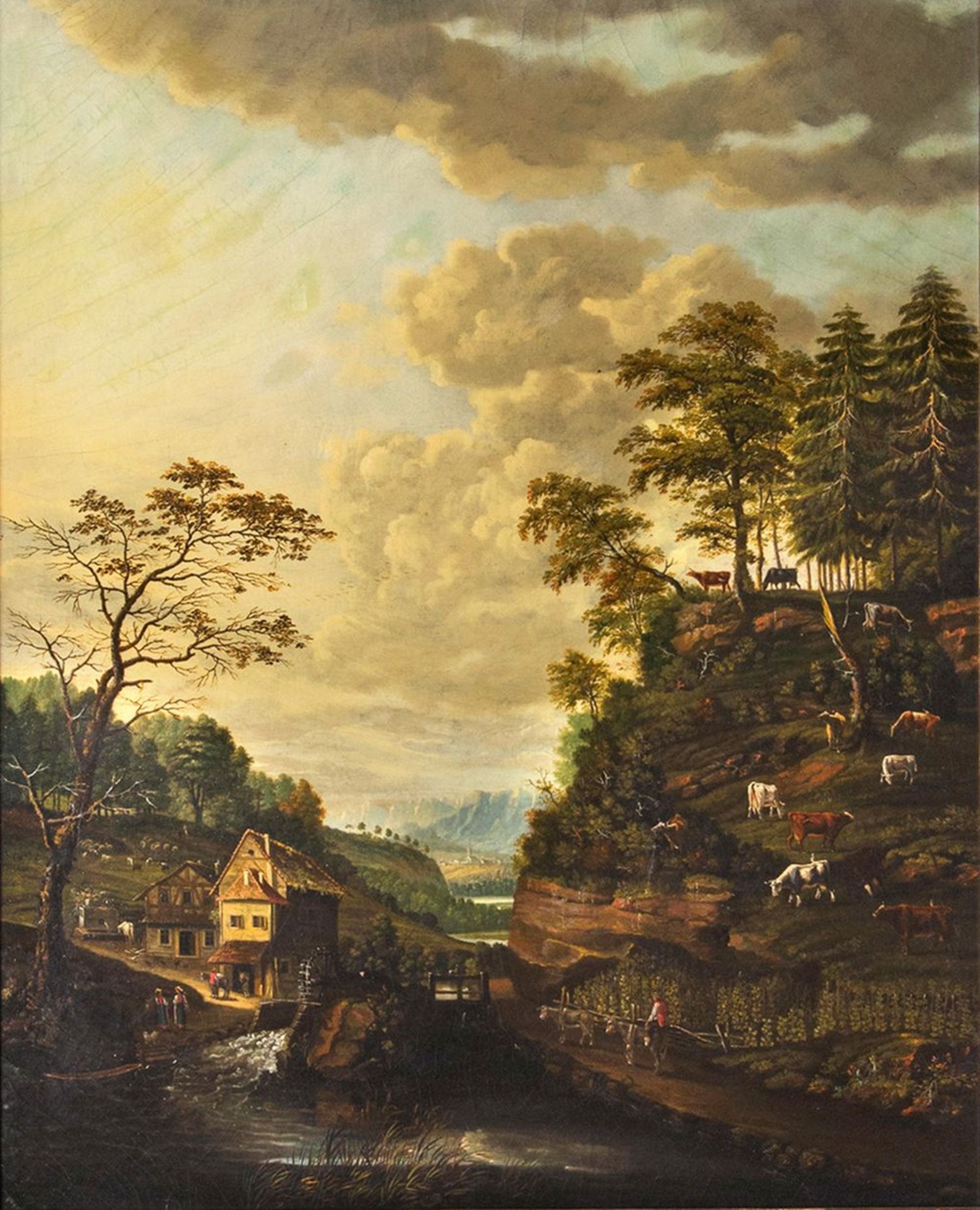 Johann Friedrich Seupel tätig 2. Hälfte 18. Jh. Landschaft mit Wassermühle.