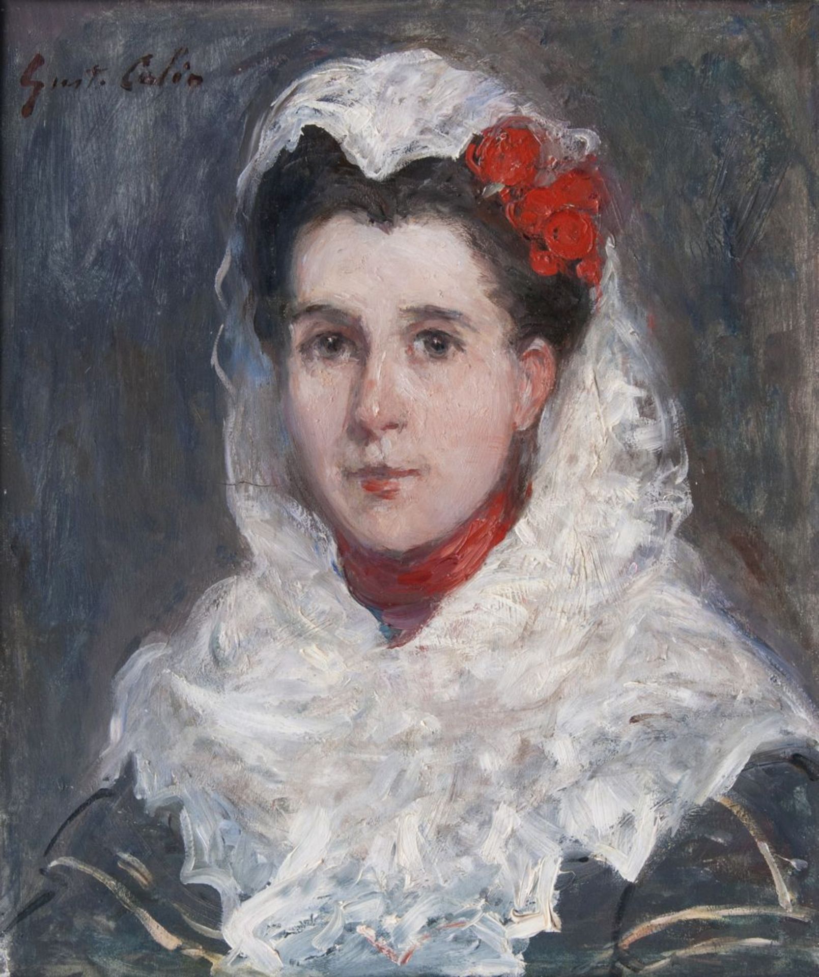 Gustave Henri Colin (Arras 1828 - Paris 1910). Junge Frau mit Mantilla.