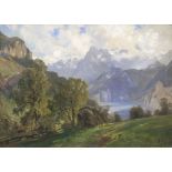 Ascan Lutteroth (Hamburg 1842 - Hamburg 1923). Gebirgssee.