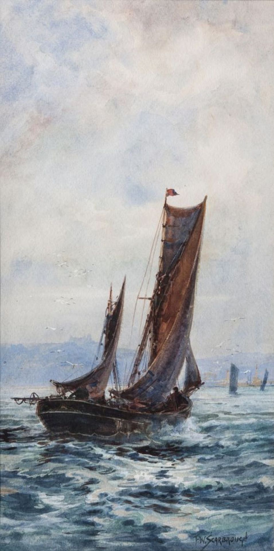 Frederik William Scarbrough (1860 - 1939). Paar Aquarelle: Fischerboote. - Bild 2 aus 2