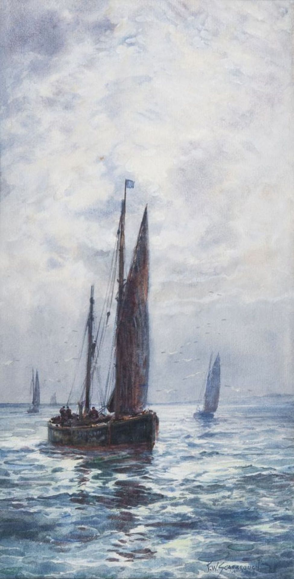 Frederik William Scarbrough (1860 - 1939). Paar Aquarelle: Fischerboote.