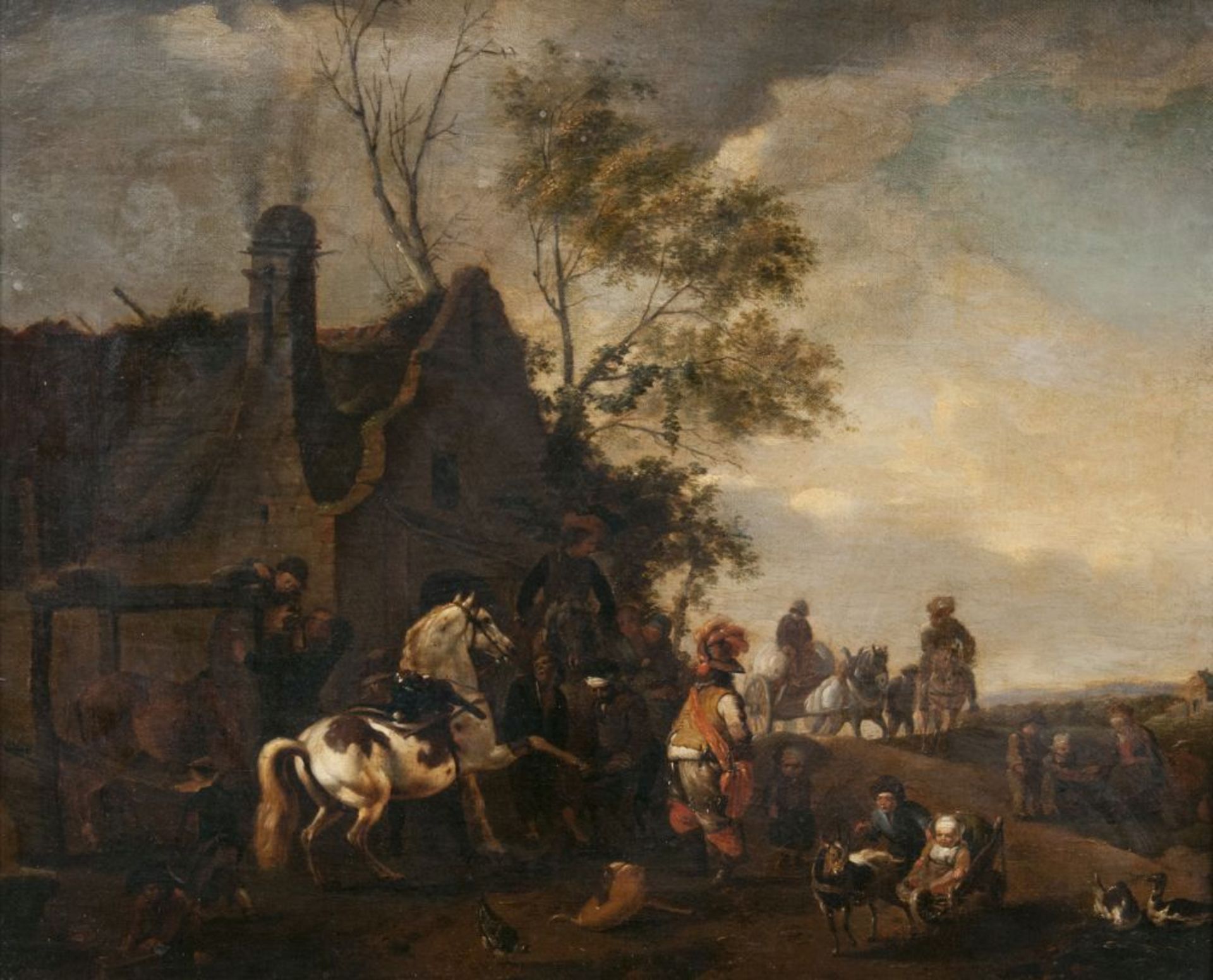 Philips Wouwerman (Haarlem 1619 - Haarlem 1668), in der Art des. Beim Hufschmied.