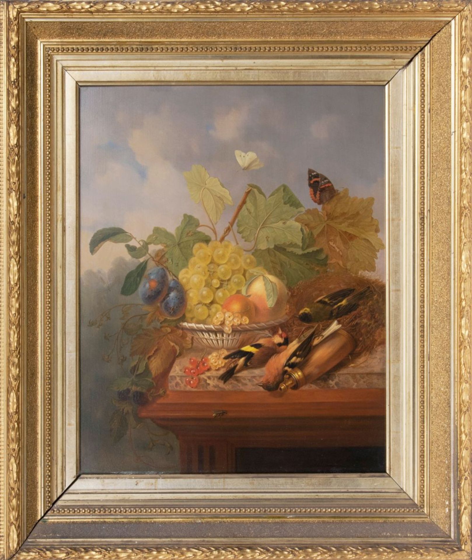 Johannes Marinus Verhoesen (Utrecht 1832 - Utrecht 1898). Stilleben mit Früchten und Vögeln. - Bild 2 aus 2