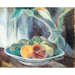 Dorothea Maetzel-Johannsen (Lensahn 1886 - Hamburg 1930). Stilleben mit Blumen und Obst. Öl/