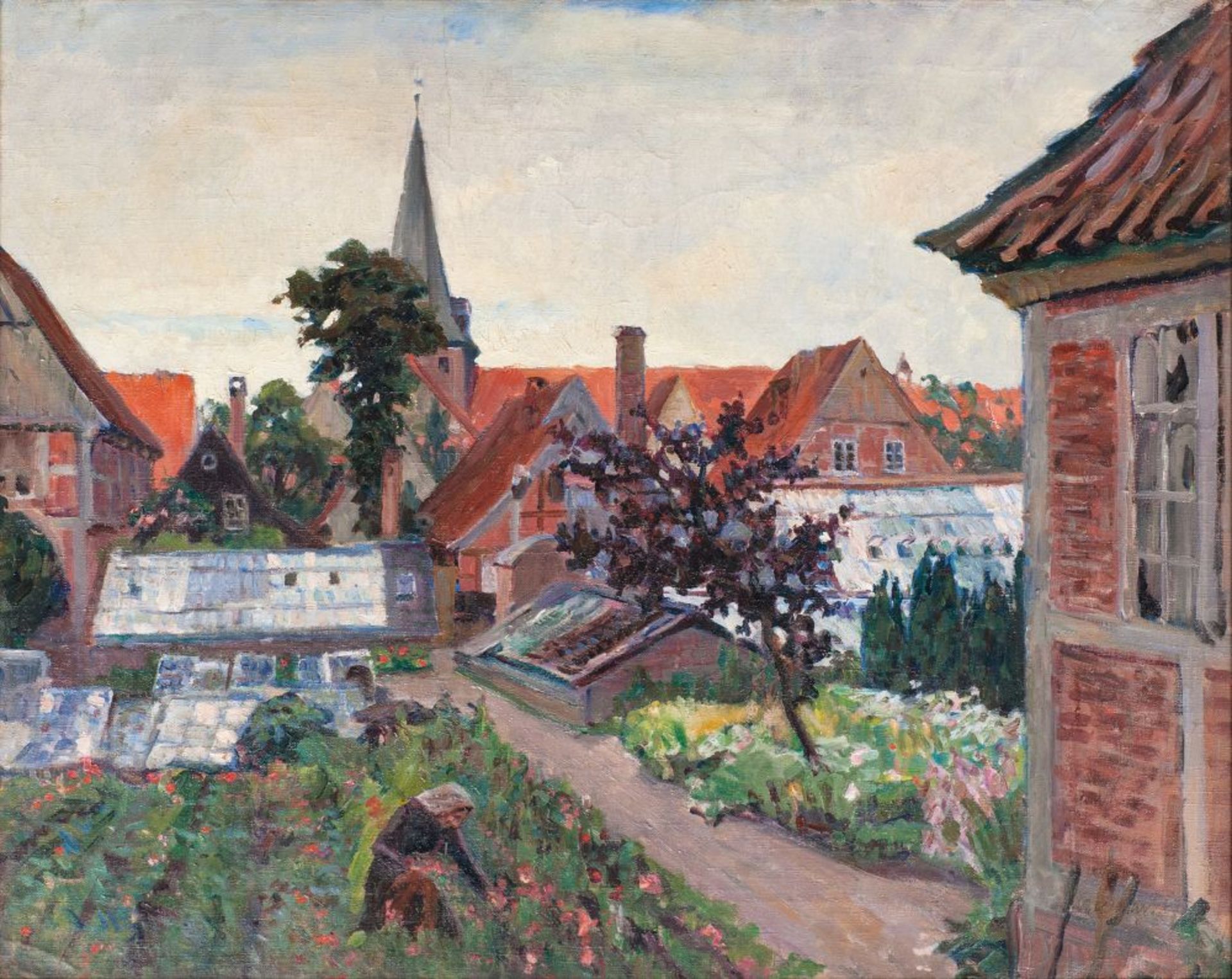 Gretchen Wohlwill (Hamburg 1878 - Hamburg 1962). Stadtgarten. Um 1910, Öl/Lw., 69,5 x 84 cm, r. u.