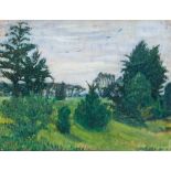 Otto Modersohn (Soest 1865 - Fischerhude 1943). Büsche am Wiesenrand. Öl/Holz, 28 x 37 cm, l. u.