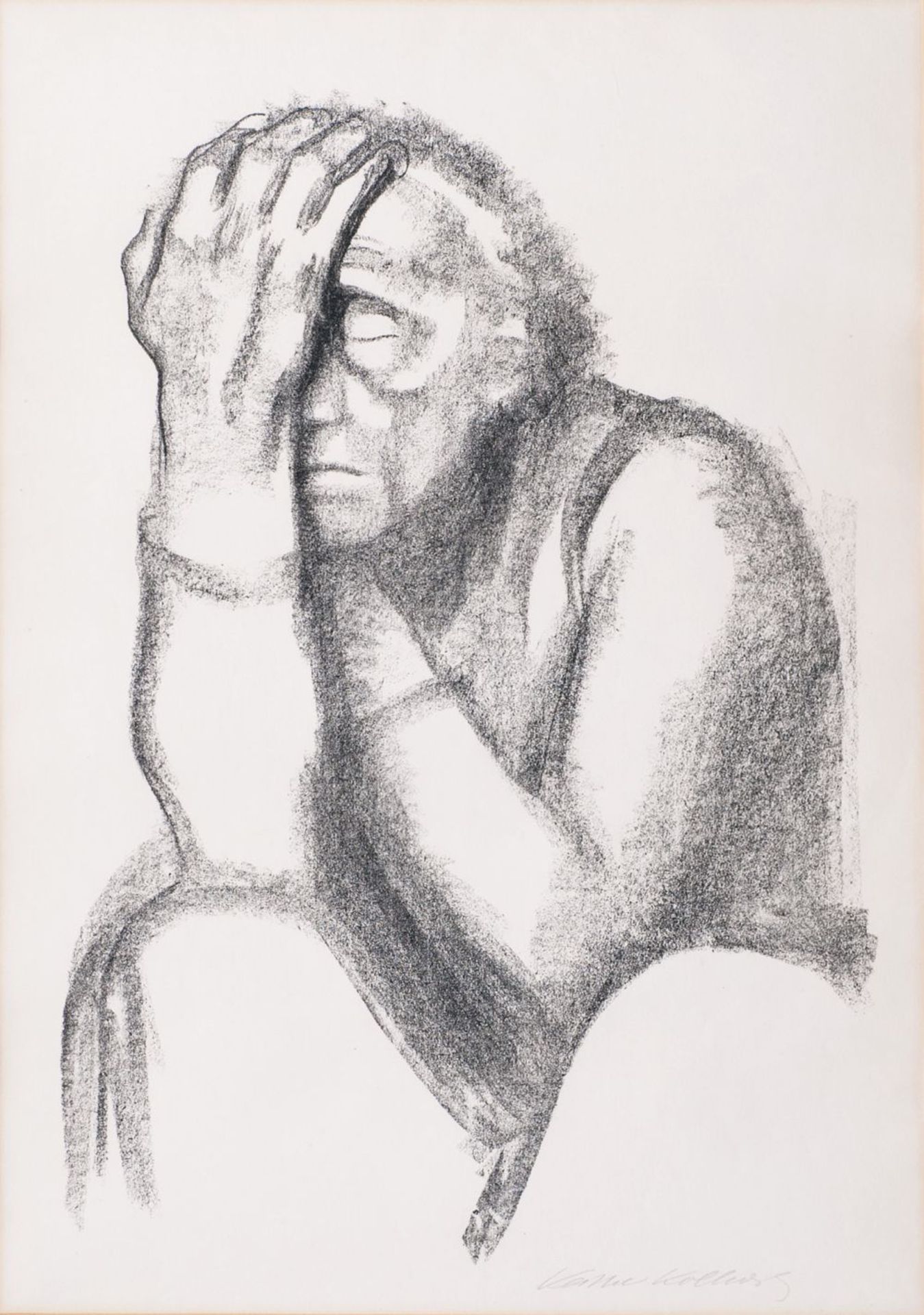 Käthe Kollwitz (Königsberg 1867 - Moritzburg 1945). Nachdenkende Frau. 1920, Lithographie, 61 x 42,5