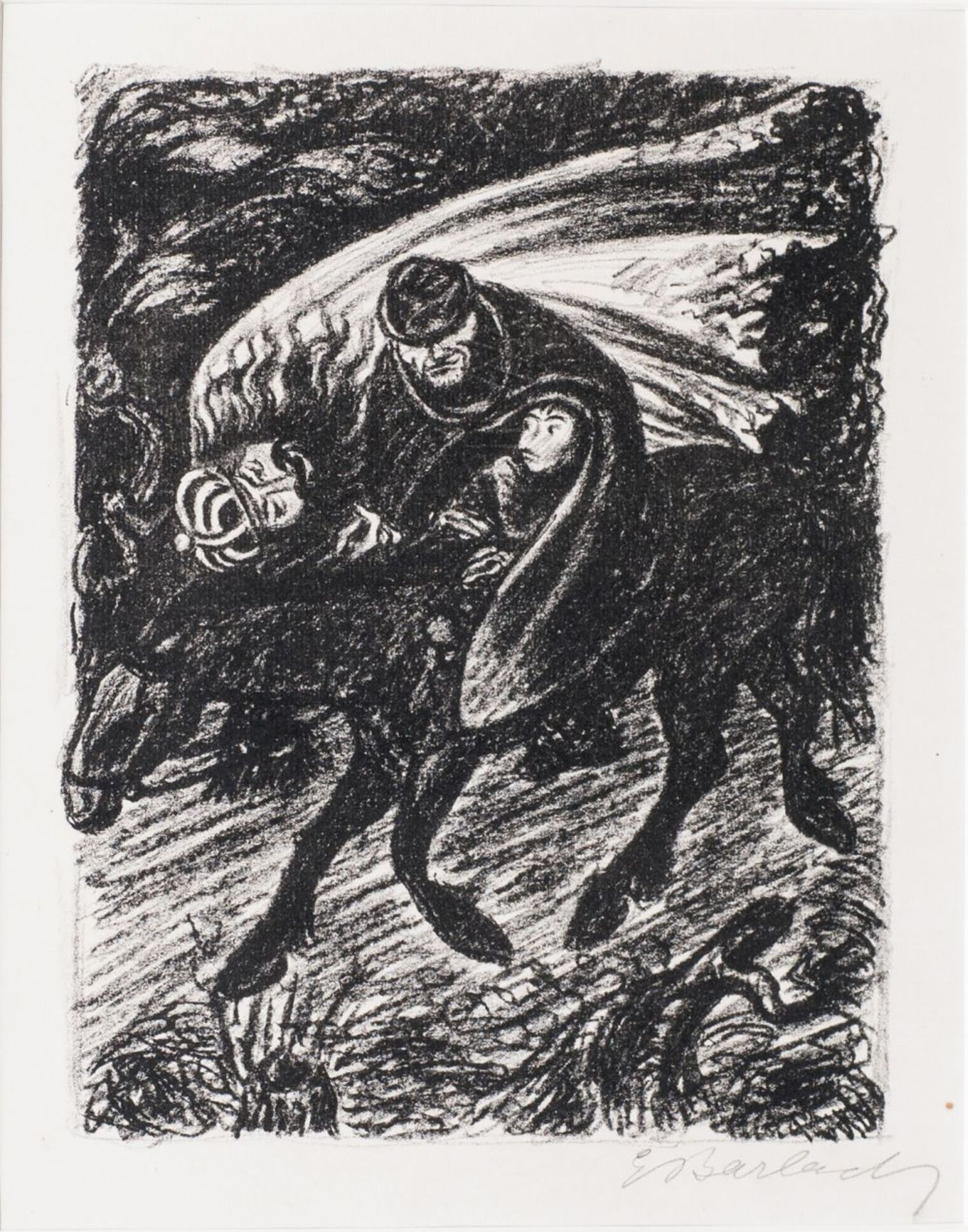 Ernst Barlach (Wedel/Holst. 1870 - Rostock 1938). Erlkönig I. 1924, Lithographie, 25,5 x 20 cm, r.