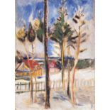 Alfred Kollmar (Bietigheim 1886 - Worpswede 1937). Winter in Worpswede. Öl/Karton, 67 x 50 cm, r. u.