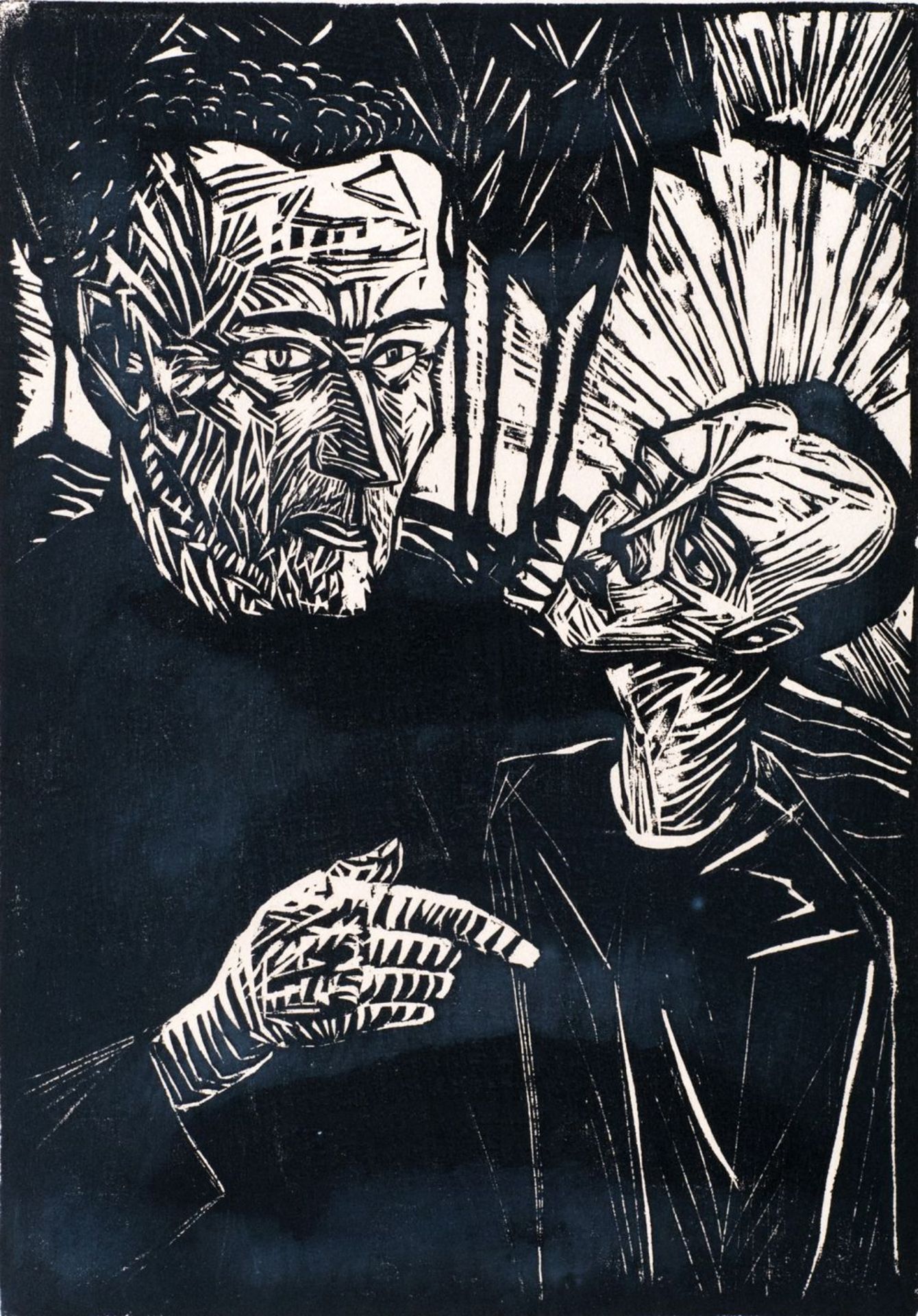 Erich Heckel (Döbeln 1883 - Radolfzell/Bodensee 1970). Der Spaziergang. Holzschnitt, 46 x 32,5 cm,