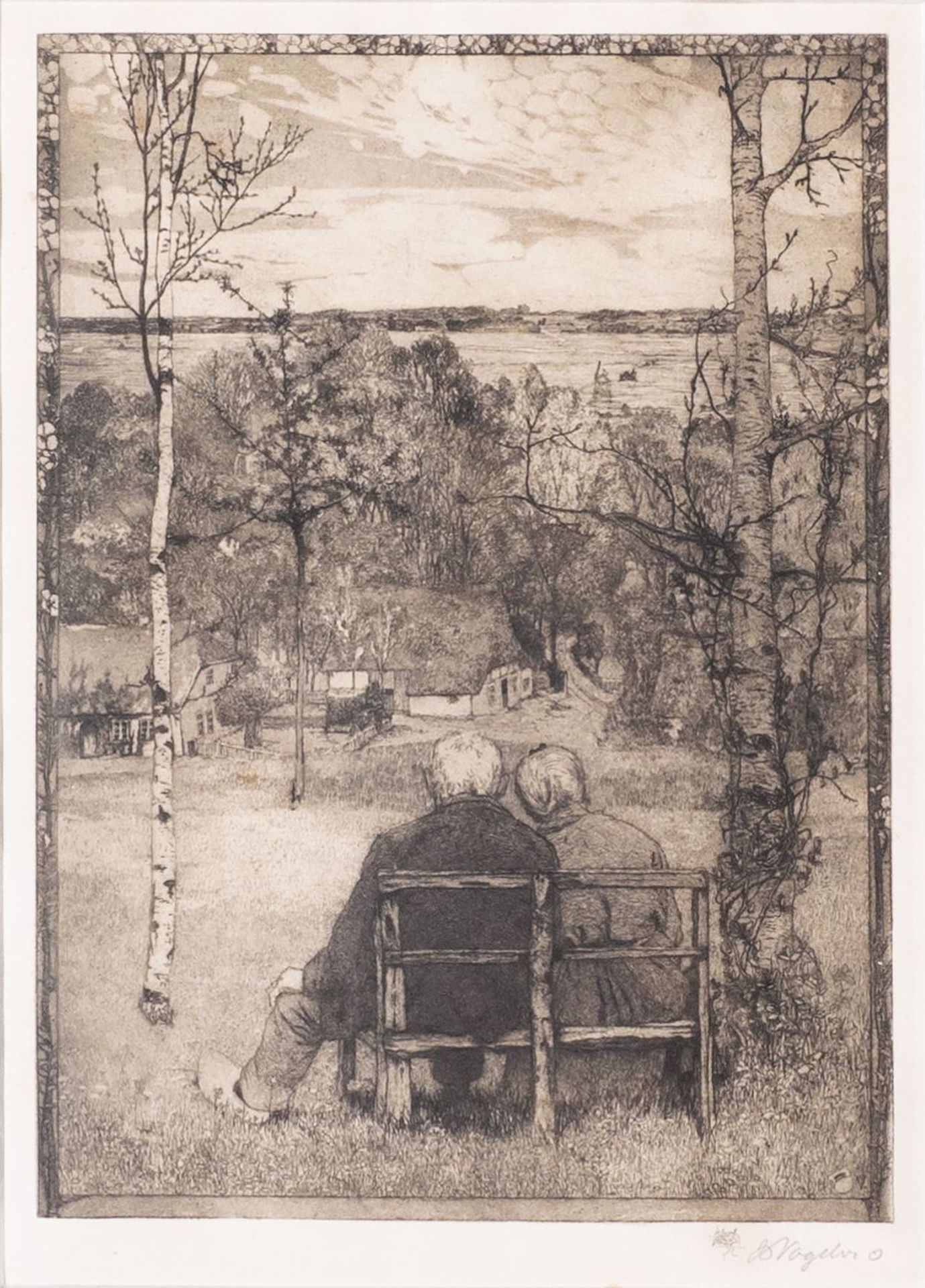 Heinrich Vogeler (Bremen 1872 - Karaganda/Sibirien 1942). Im Mai. Radierung und Aquatinta, 31,5 x 23