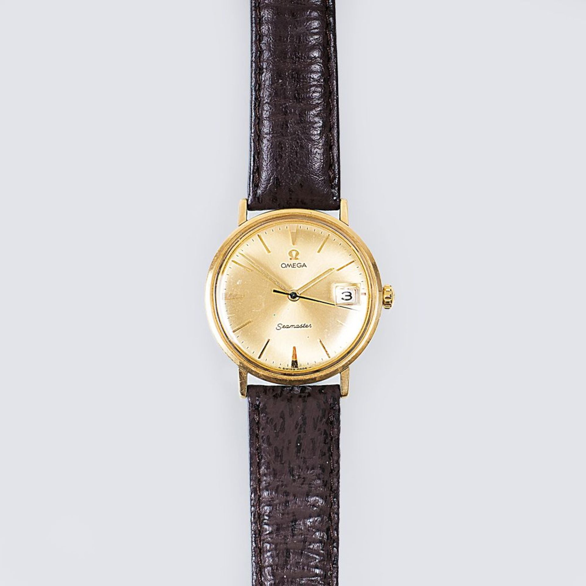 Omega gegr. 1848 in La Chaux-de-Fonds. Vintage Herren-Armbanduhr 'Seamaster'. Um 1960. Stahl,