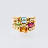 Bulgari gegr. 1884, Rom. Farb- und Edelstein-Brillant-Ring 'Allegra'. 18 kt. GG, gest., '