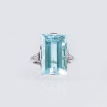 Art-déco Aquamarin-Diamant-Ring.