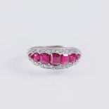 Jugendstil Rubin-Diamant-Ring.