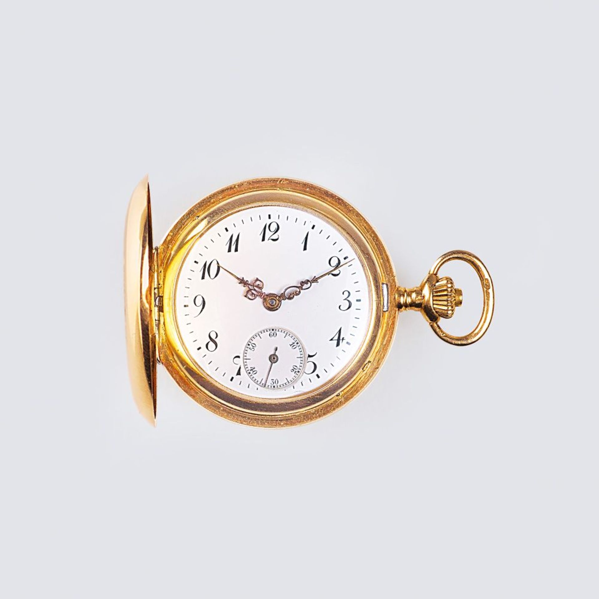 IWC - International Watch Co. gegr. 1868 in Schaffhausen. Damen-Savonette an Gold-Kette.