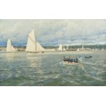 Willy Hamacher (Breslau 1865 - Bad Reinerz 1909). Die Britannia gewinnt die Regatta von Cowes 1894.