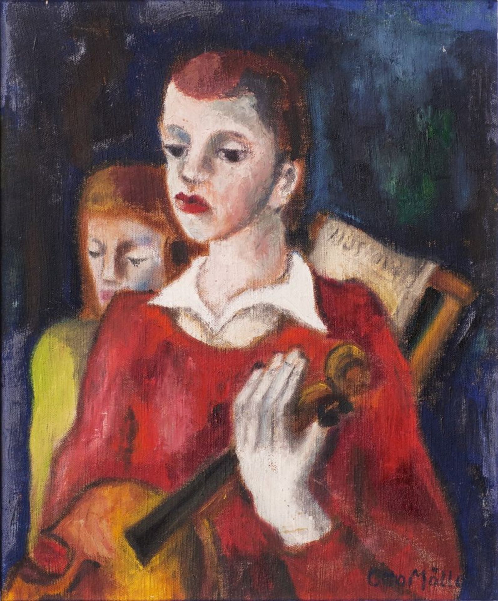 Otto Möller (Schmiedefeld/Thür. 1883 - Berlin 1964). Paar mit Geige.