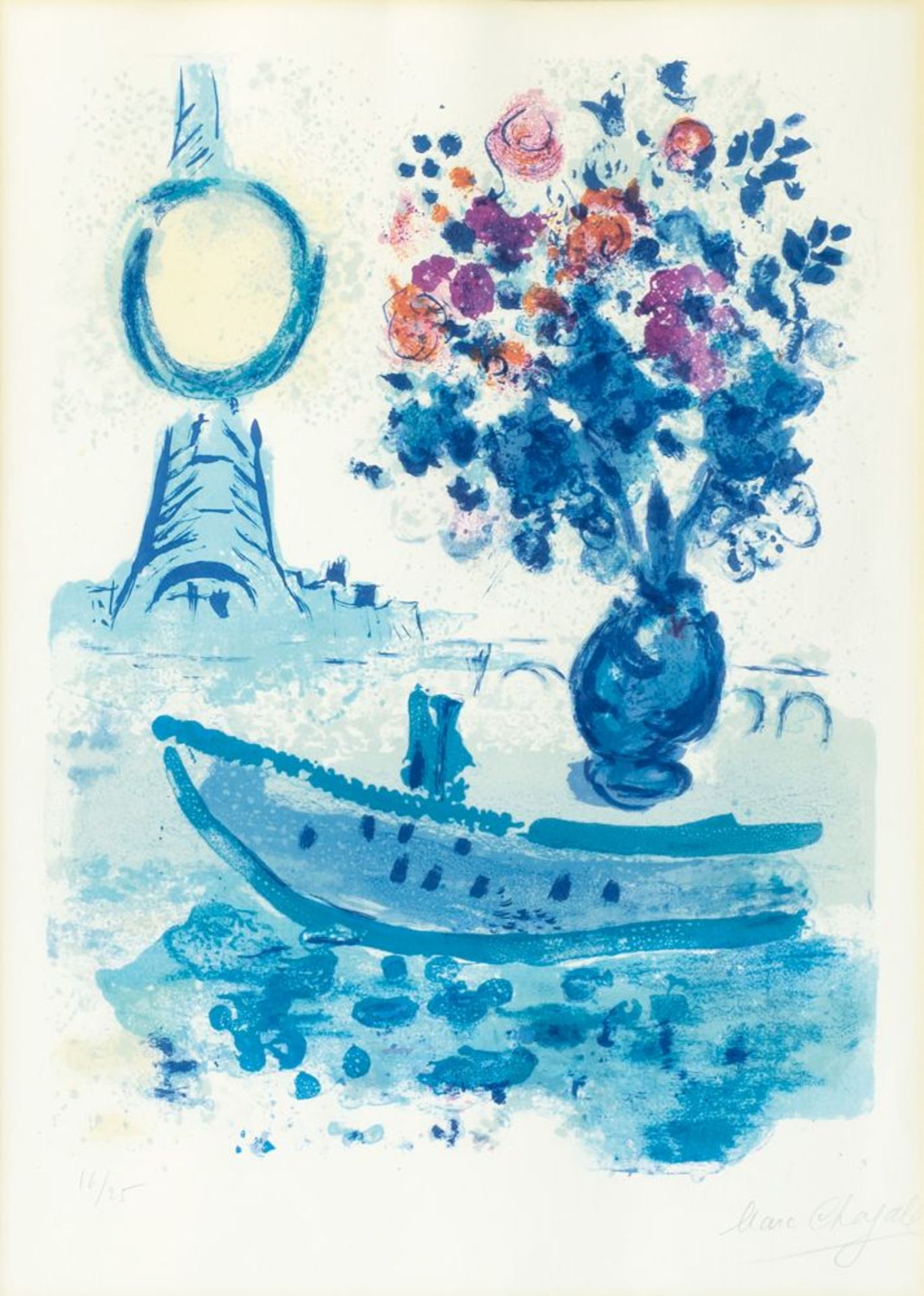 Marc Chagall (Witebsk 1887 - Paris 1985). Bateau Mouche au Bouquet.