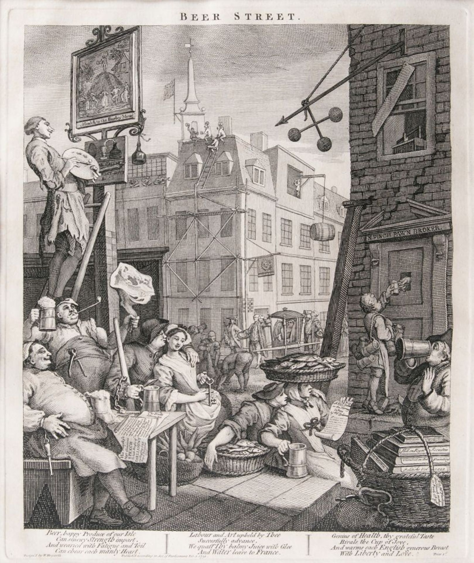 William Hogarth (London 1697 - London 1764). Paar Gegenstücke: Beer Street und Gin Lane. - Bild 2 aus 2