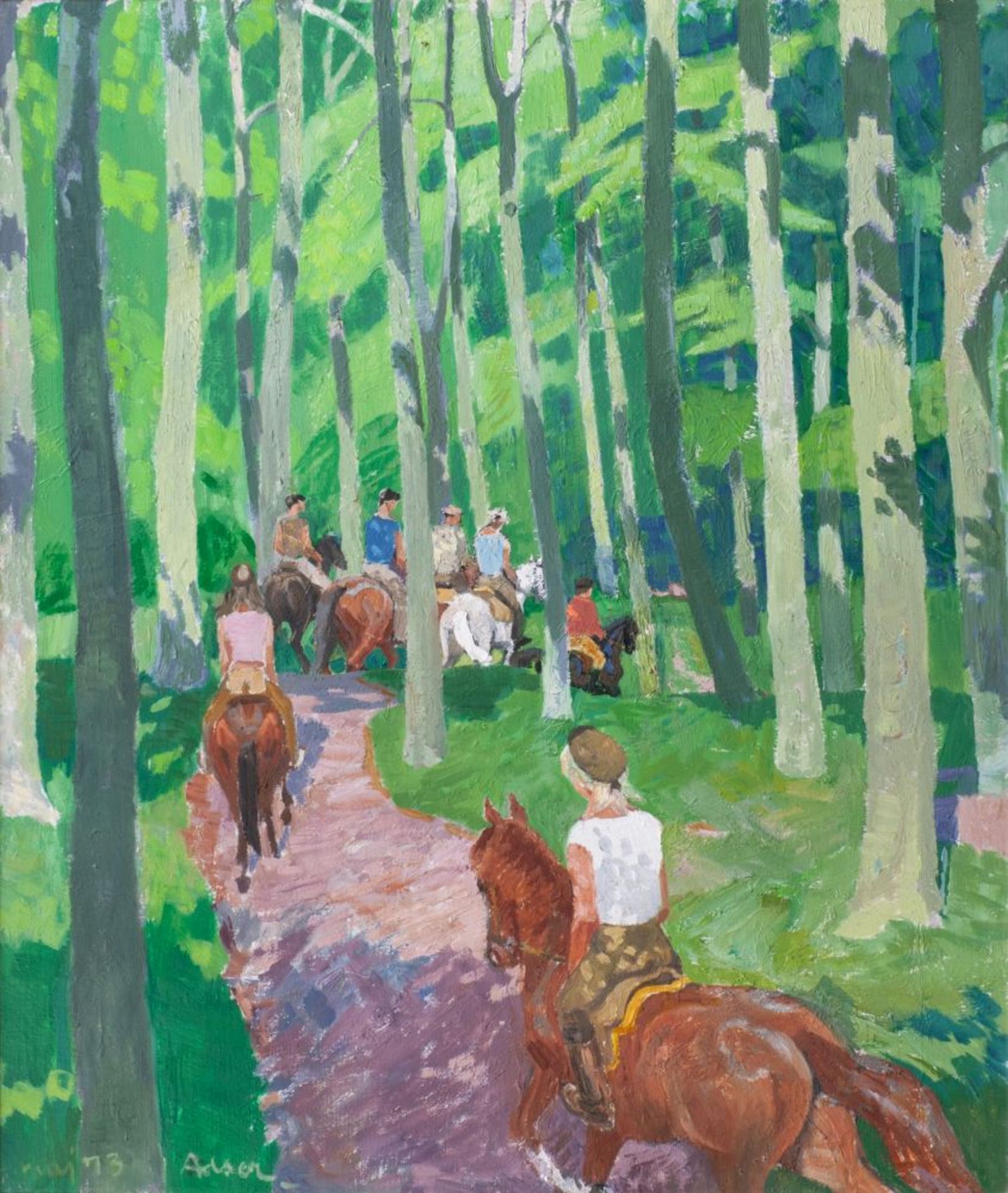 Karl Adser (1912 - 1995). Reiter im Wald.