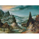 Anton Mozart (Augsburg 1573 - Augsburg 1625). Weite Landschaft mit Flößern.